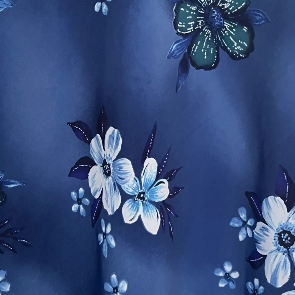 Vintage 90’s / Y2K Hawaiian Floral Print Dress Blue Maxi - Image 2