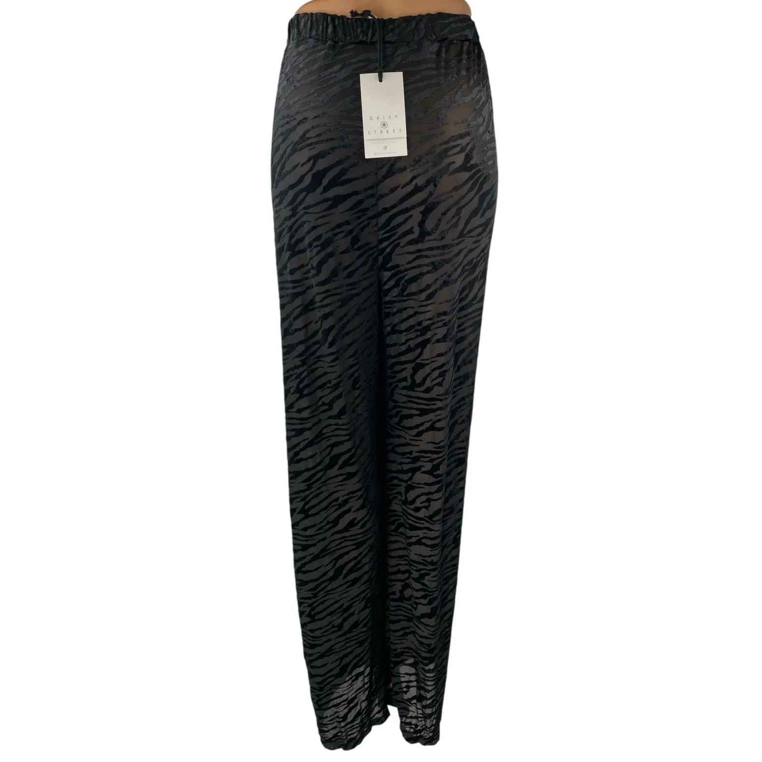 NEW Daisy Street Black Velvet Tiger Animal Print Straight Wide Trousers Pants 1X - Image 3