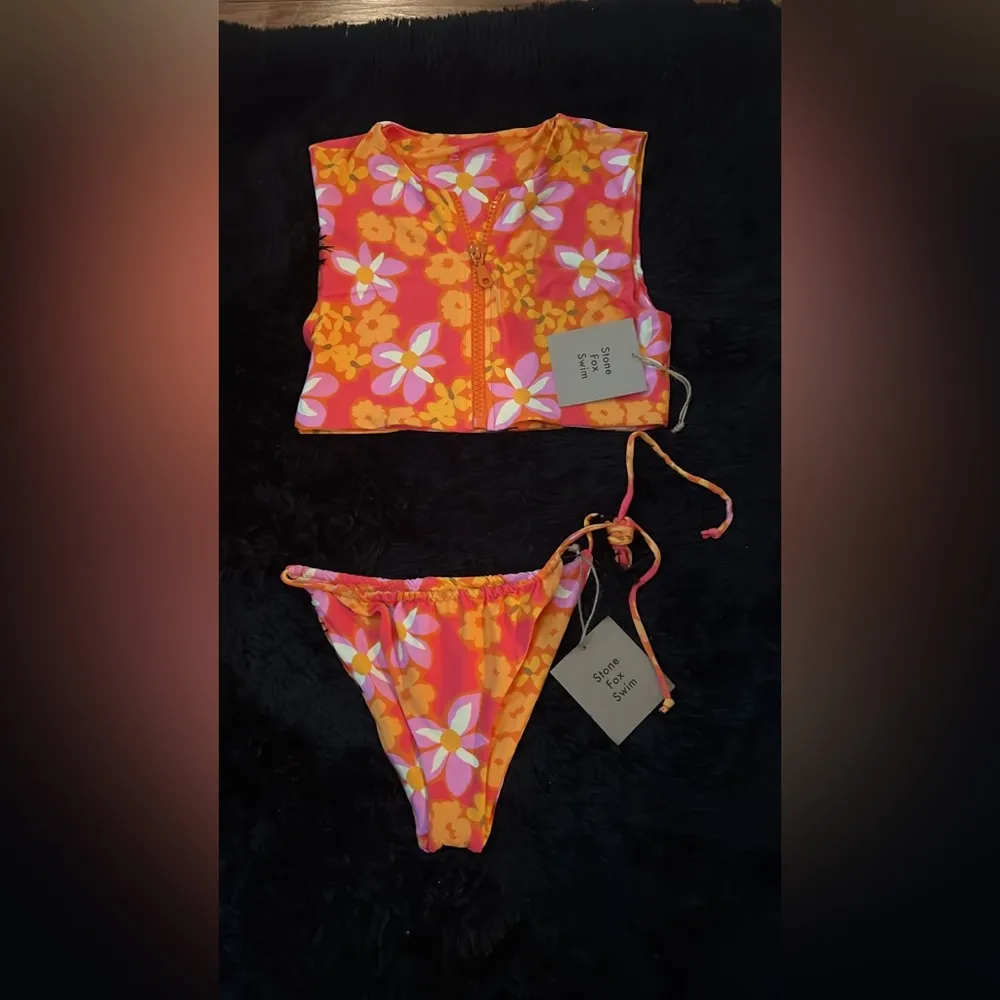 NWT stone fox Floral Orange and Pink Women's Swim Set - Image 5