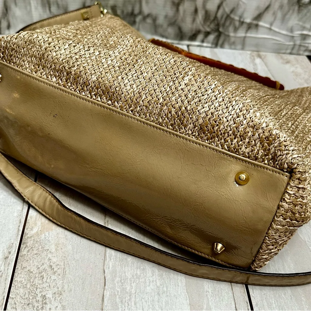 Chic Straw Raffia Woven Tote Wooden Handle Crossbody Strap Vacation Resort Wear Tan - Image 9