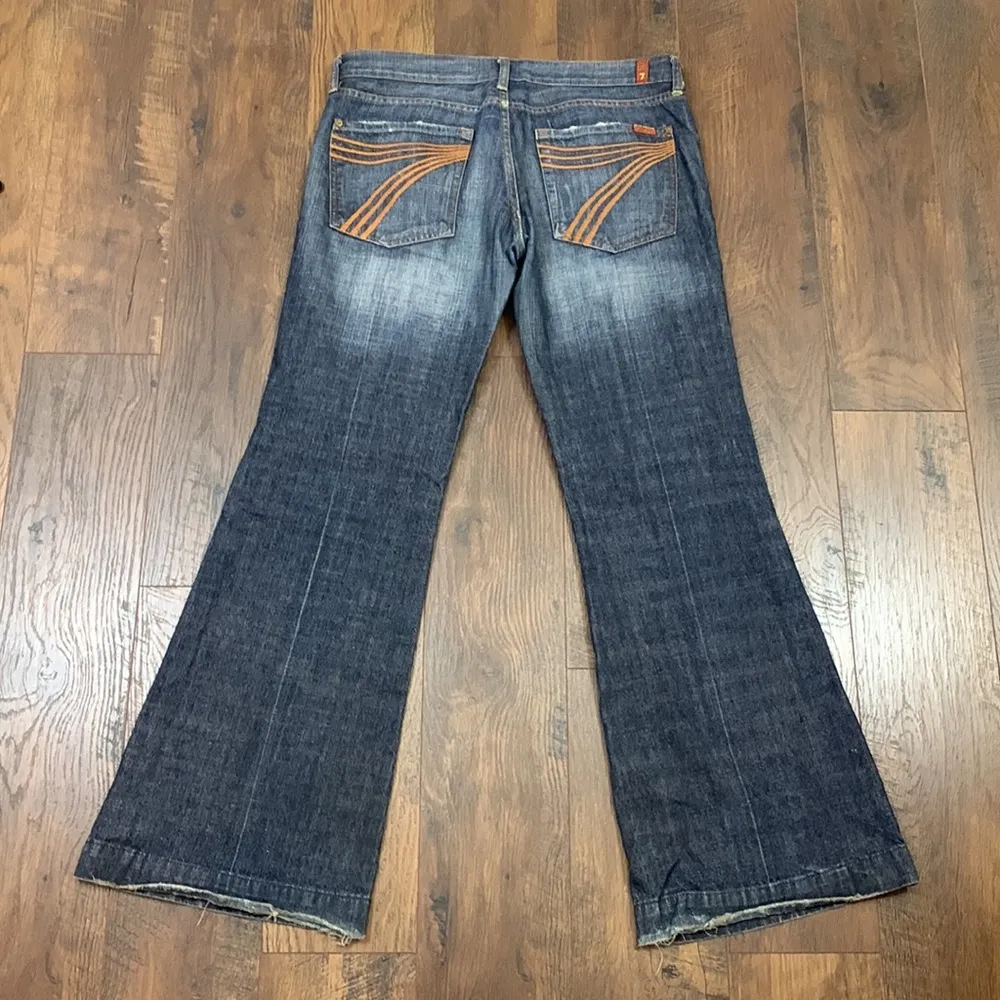 7 For All Mankind Dojo Dark Wash With Fade Wide Leg Jeans - Image 7