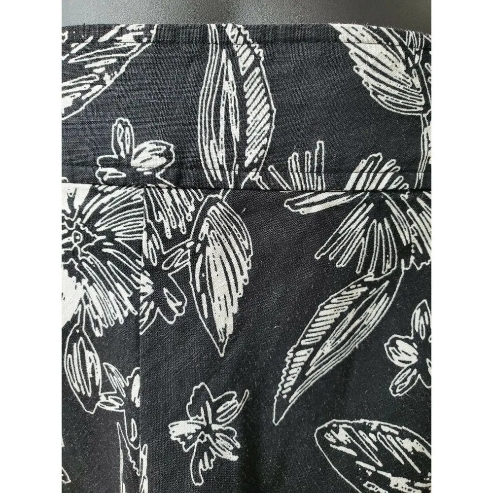 Merona Women's Black & White Floral 100% Linen A-Line Casual Short Skirt - Image 3