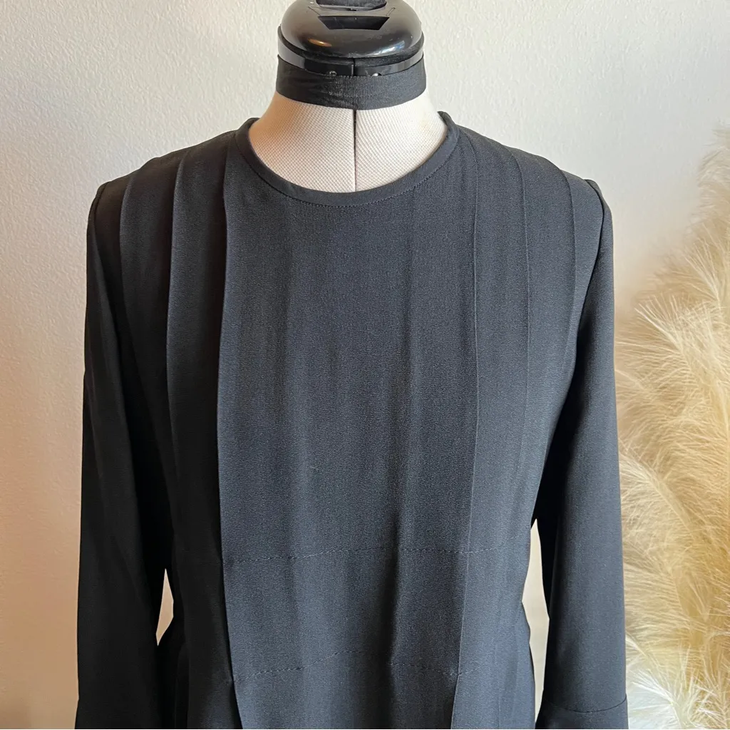 FENDI black pleated long sleeve dress with high neck above the knee silhouette - Image 4