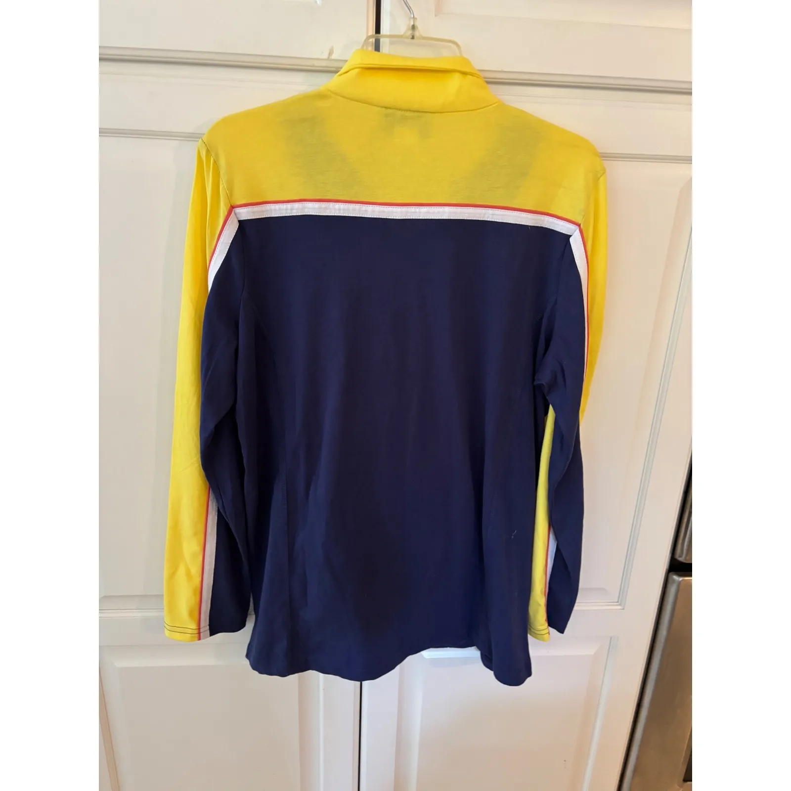 Anthony Richards Womens Track Jacket Zip Up Yellow Navy White Red Stripes LG Size undefined - Image 5