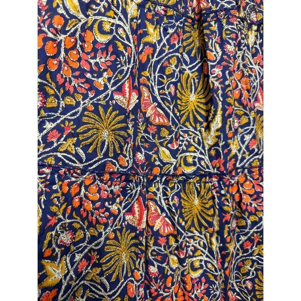 Pink City Prints Rah Rah Tiered Maxi Skirt Sz. M/L Blue Size L - Image 2
