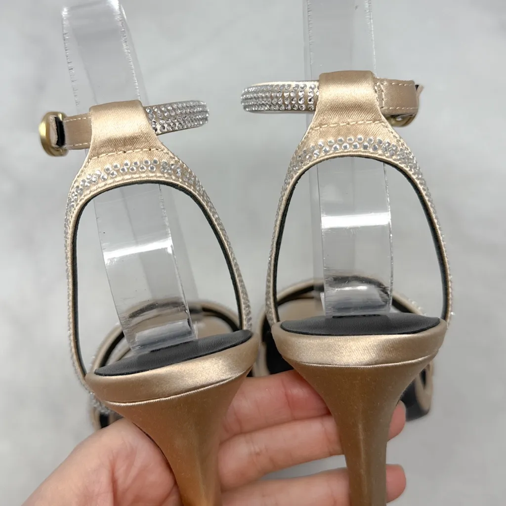 NEW Natori Reiki Rhinestone Embellished Satin Pointed Toe Sandal Heels Sexy 7.5 - Image 8