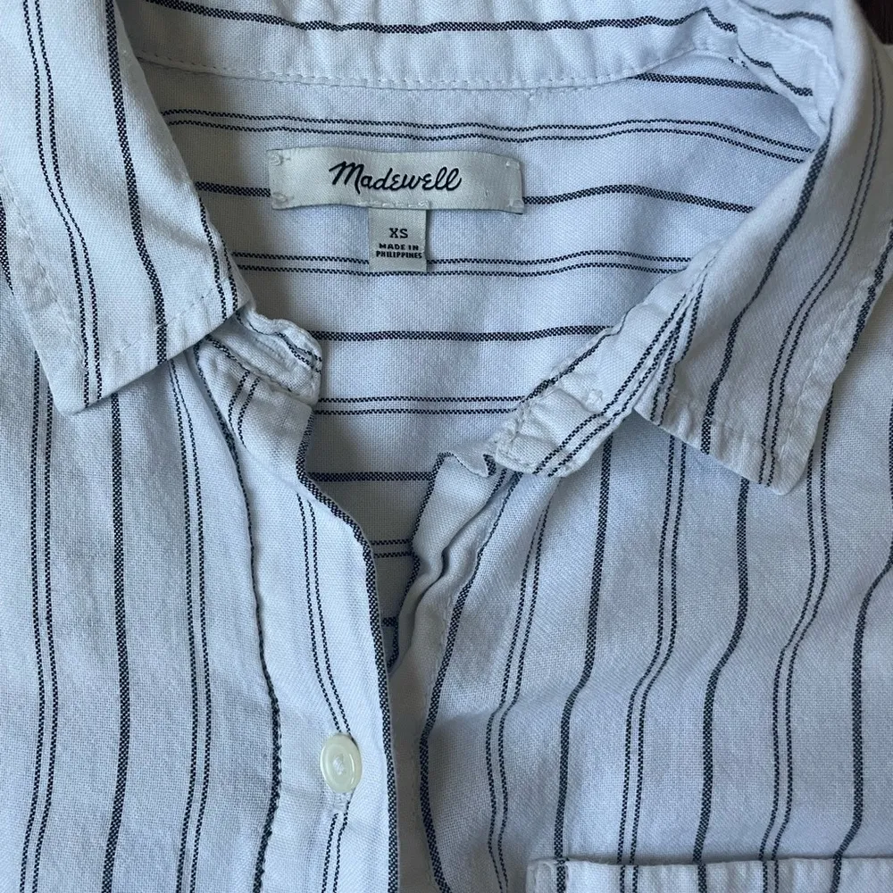 Madewell striped long sleeve button down knot shirt - Image 4