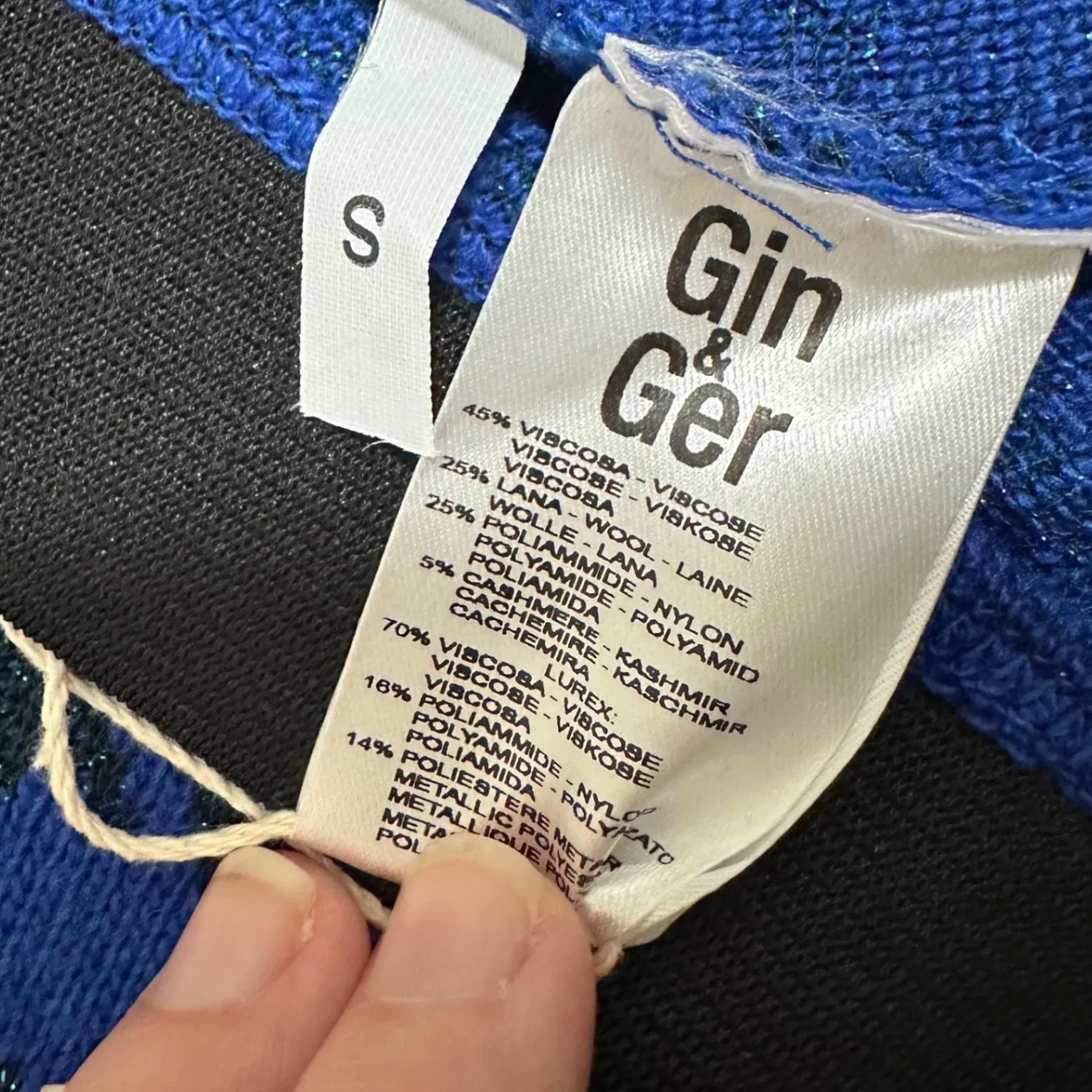 IVORIES | NWT Blue Black Sparkle Italian Skill Houndstooth Knit Flare Pants, S - Image 5