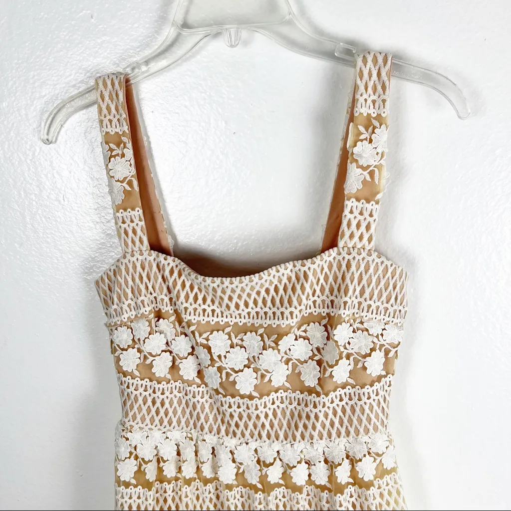 LULUS Cream Lace Overlay Ruffled Tier Sleeveless Dress, Size XS - Image 13