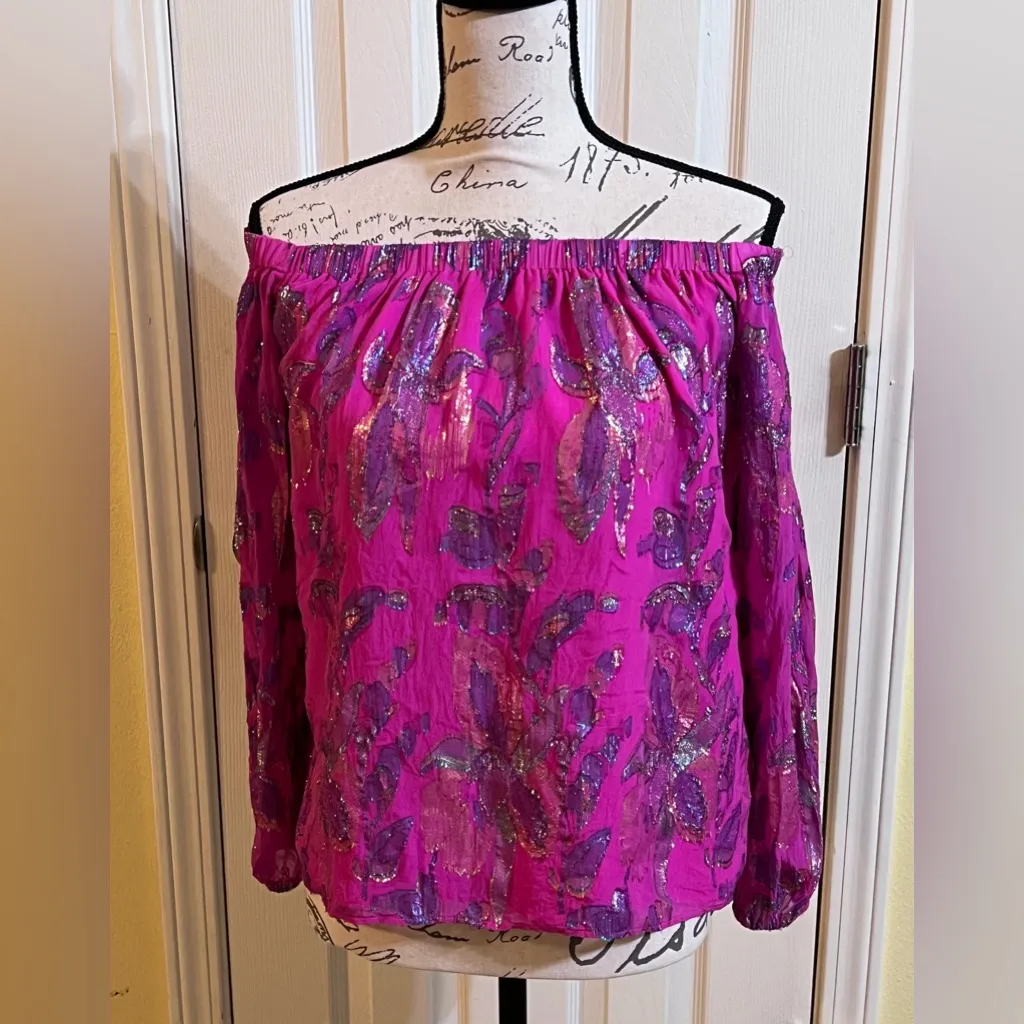 Lilly Pulitzer Emilee Off-the-Shoulder Silk Top - Image 3