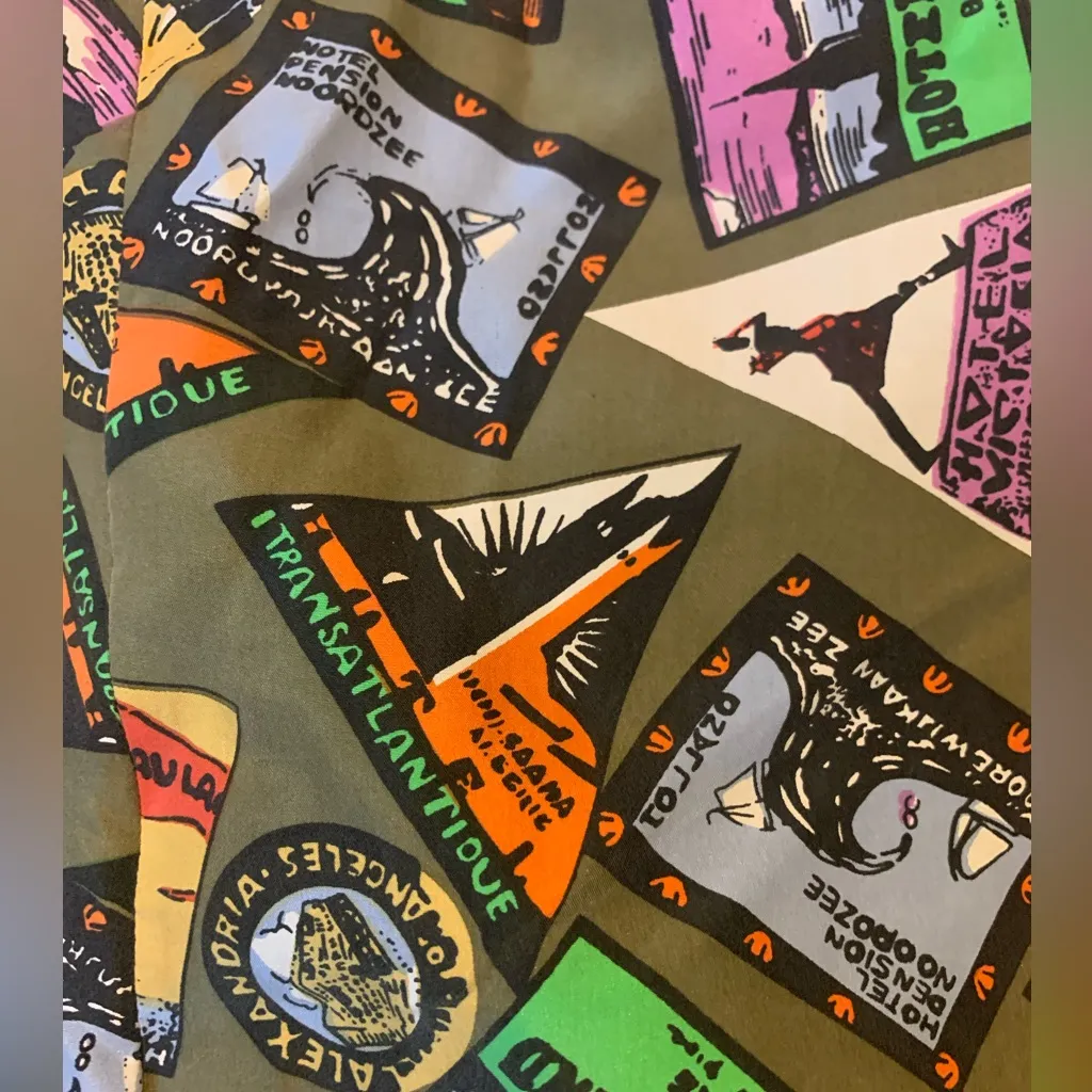 Vintage Carol Horn Workshop Art Travel Stamp Boyfriend Blazer SZ Small Green - Image 11