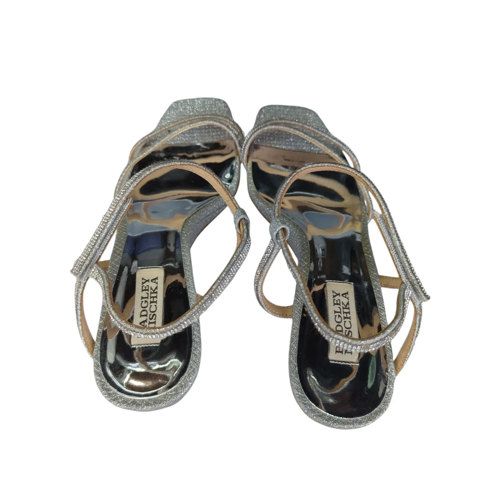 Badgley Mischka Unity Wedge Heels Womens Silver Embellished Strappy Sandals 10‎ - Image 5