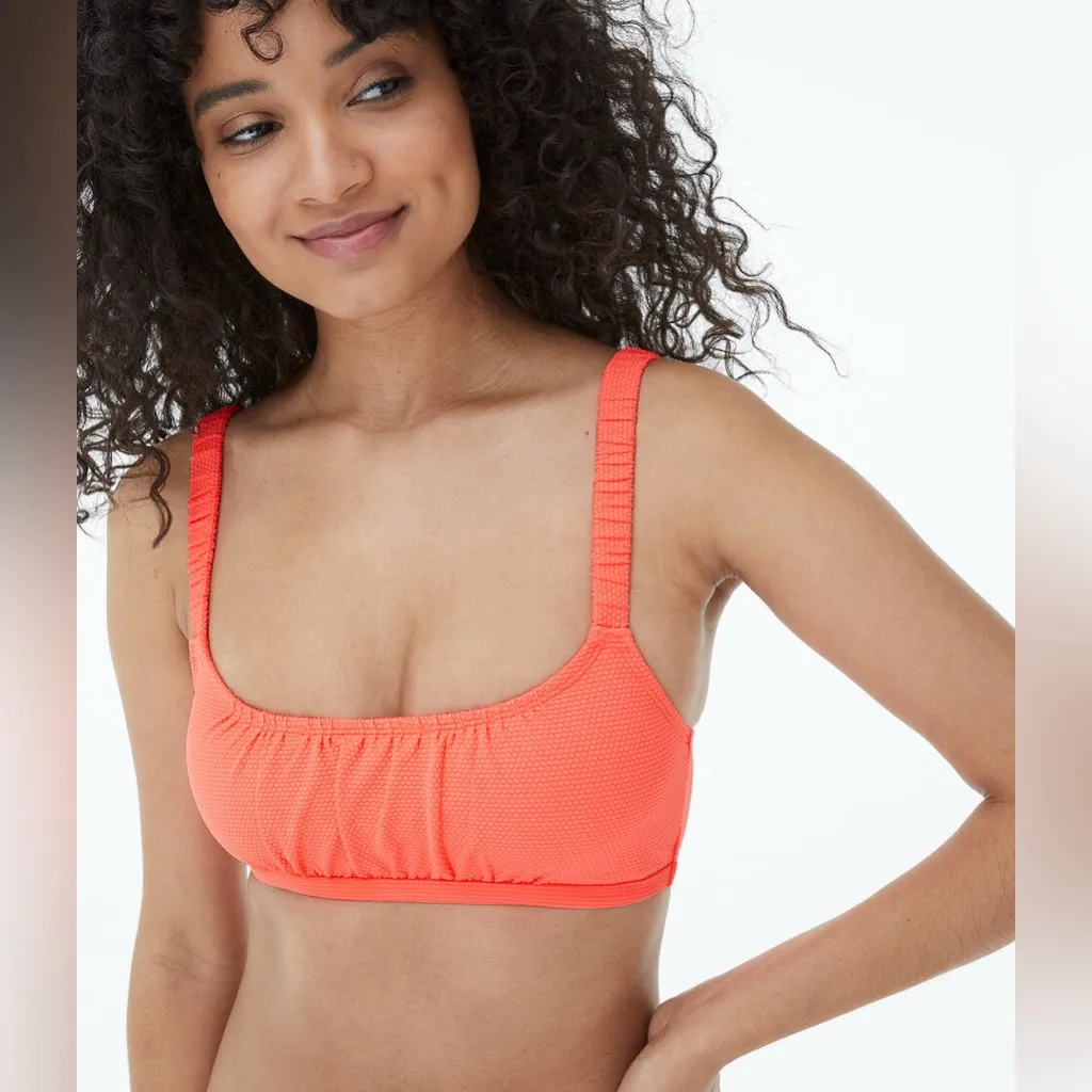 Aeropostale Neon Ruched Scoop-Neck Bikini‎ Top and Cheeky Bottom size M - Image 4