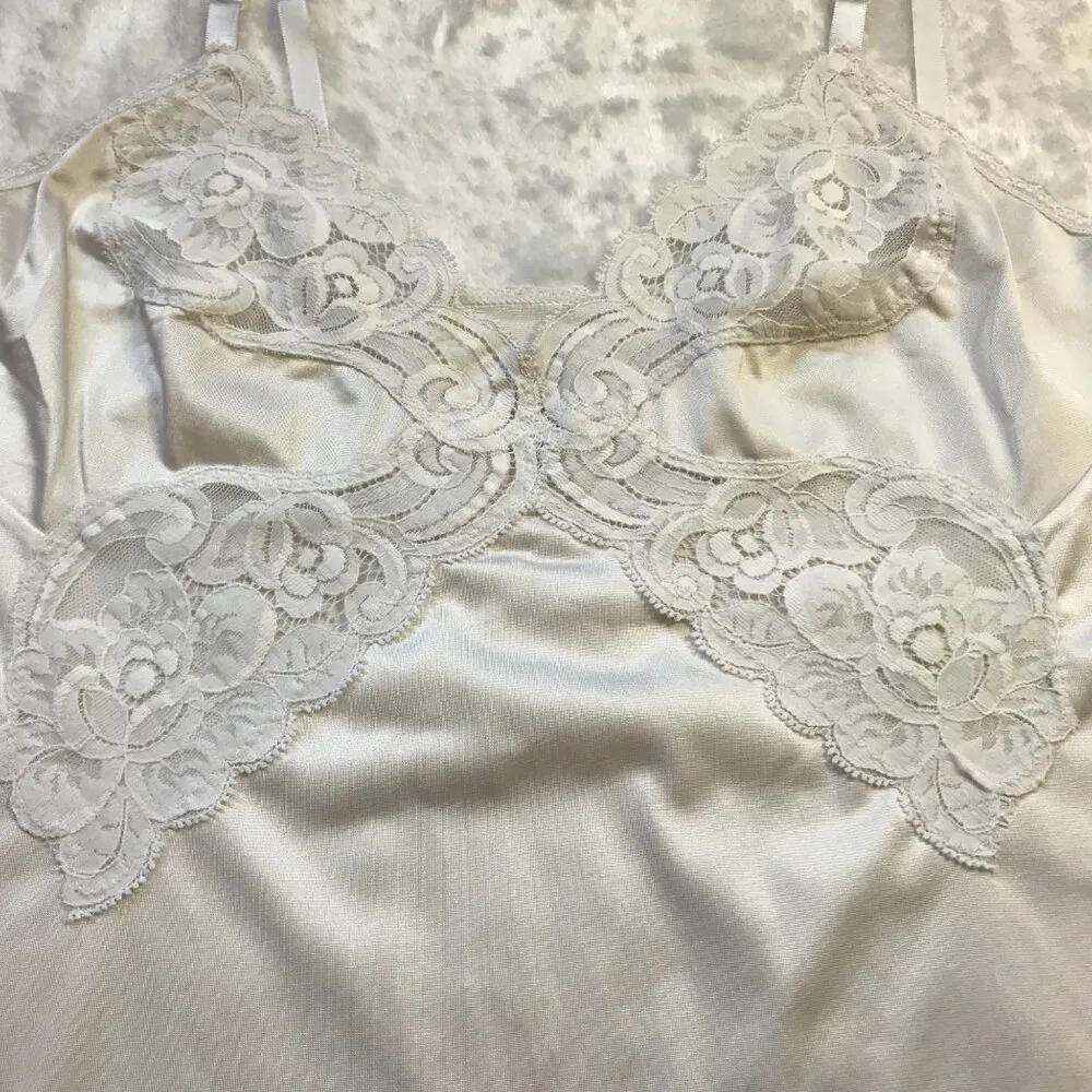 Vintage Vanity Fair Satin Slip Dress Womens Size 36 Lace Trim Nightgown USA MADE - Image 4