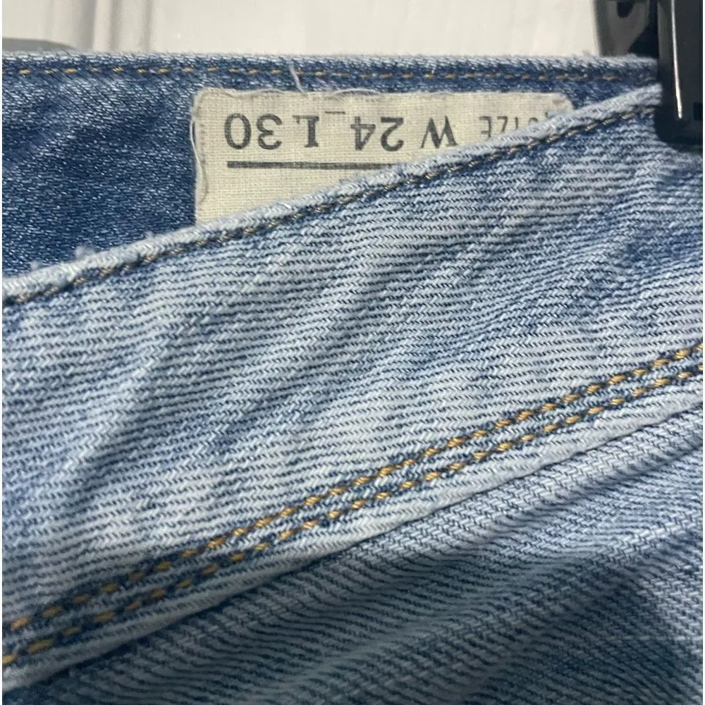 Diesel Bebel Embroidered Pockets Leather Mini Pocket Low Rise Straight Leg Sz 24 - Image 9