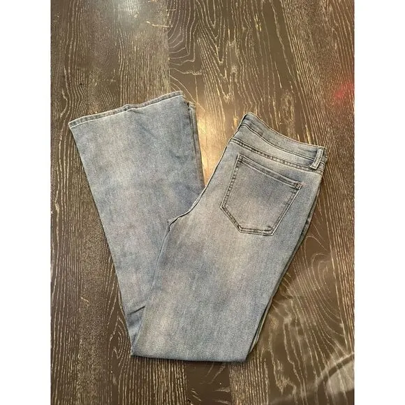 High Rise Flared Jeans Light Blue size 12 22W Stretch Cotton Blend Women - Image 2