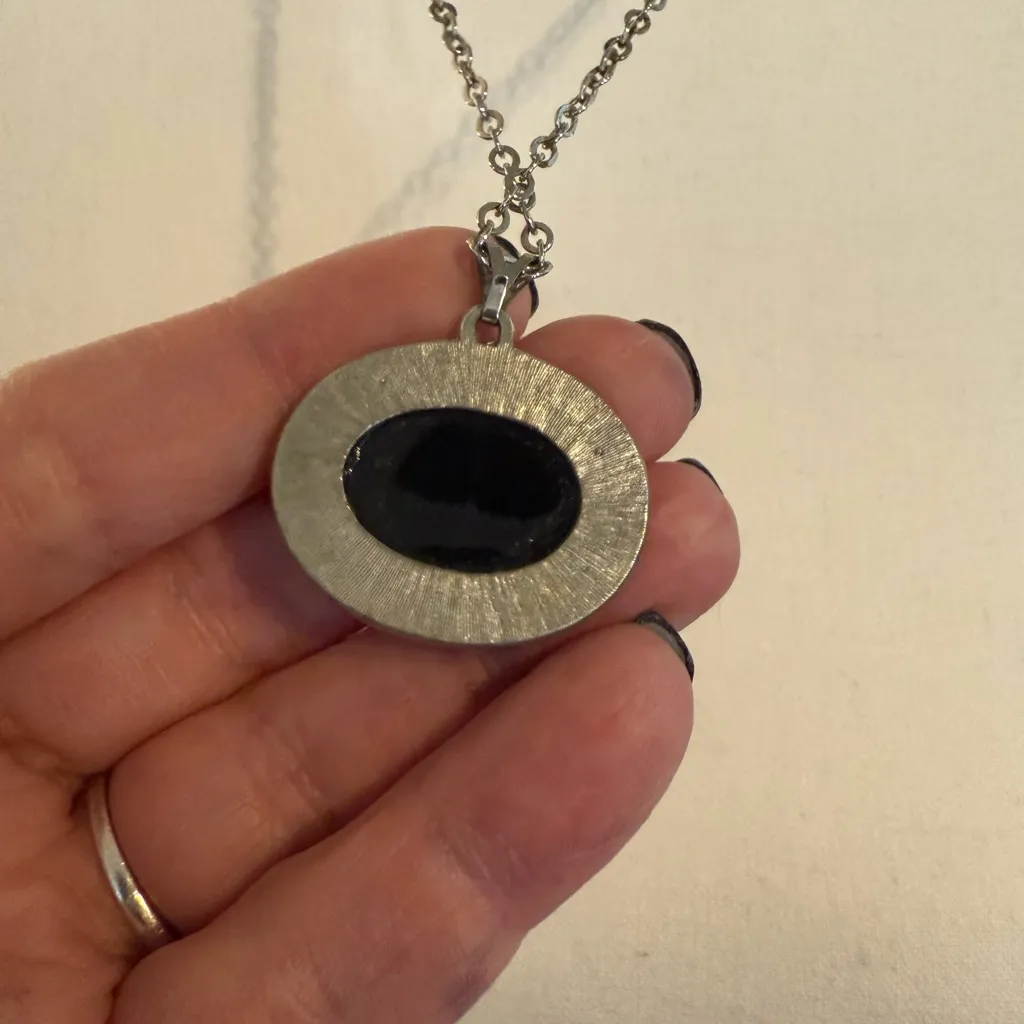 Rhinestone Cowboy Pendant Necklace Silver - Image 3