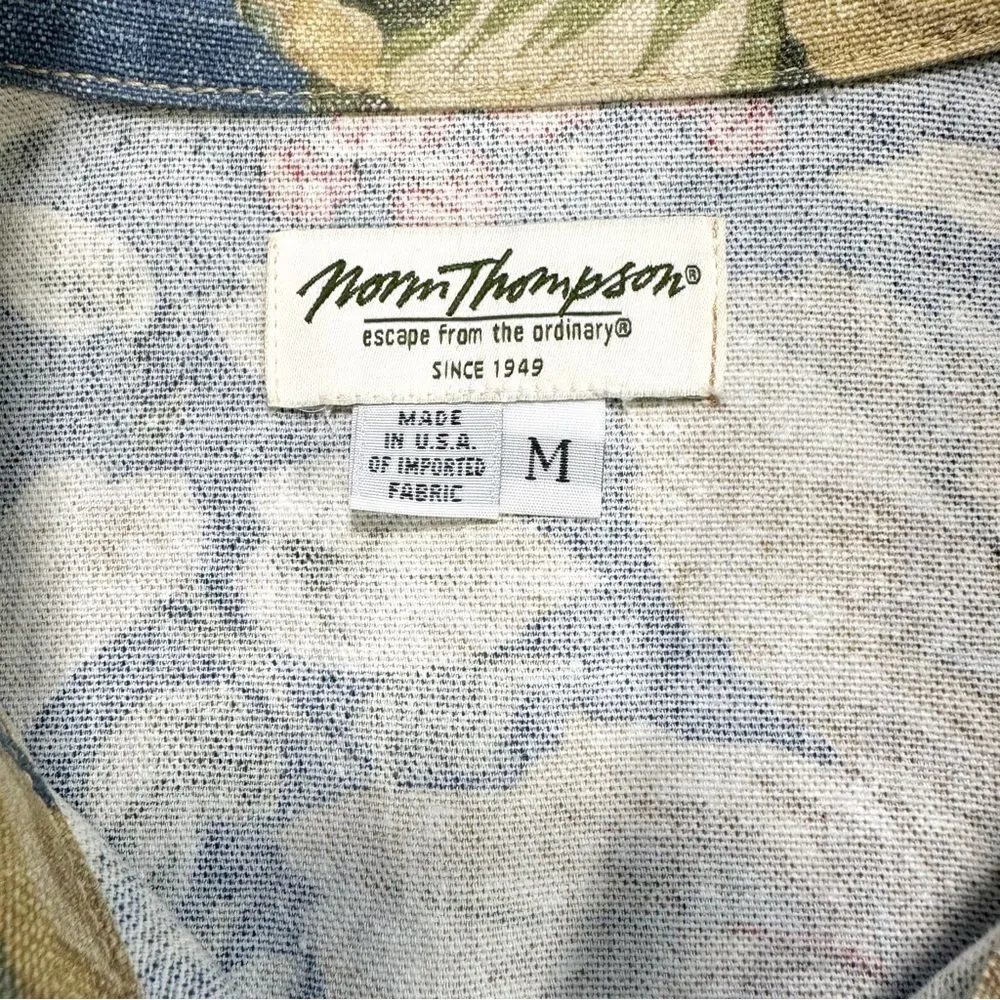 Vintage Norm Thompson Made In USA Jacket Womens Size M Chambray Floral Cotton Size M - Image 7