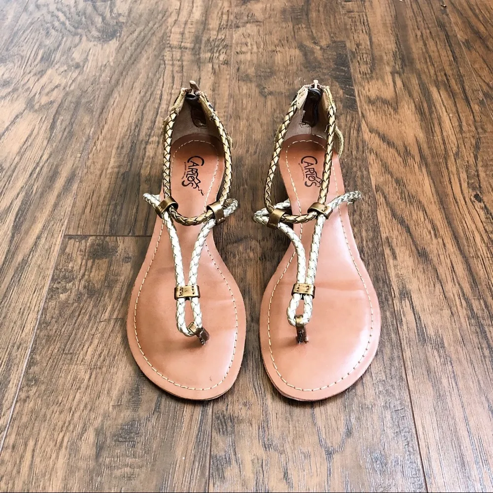 Carlos Santana • Friday sandals leopard pony hair gold braid strap wedge - Image 4