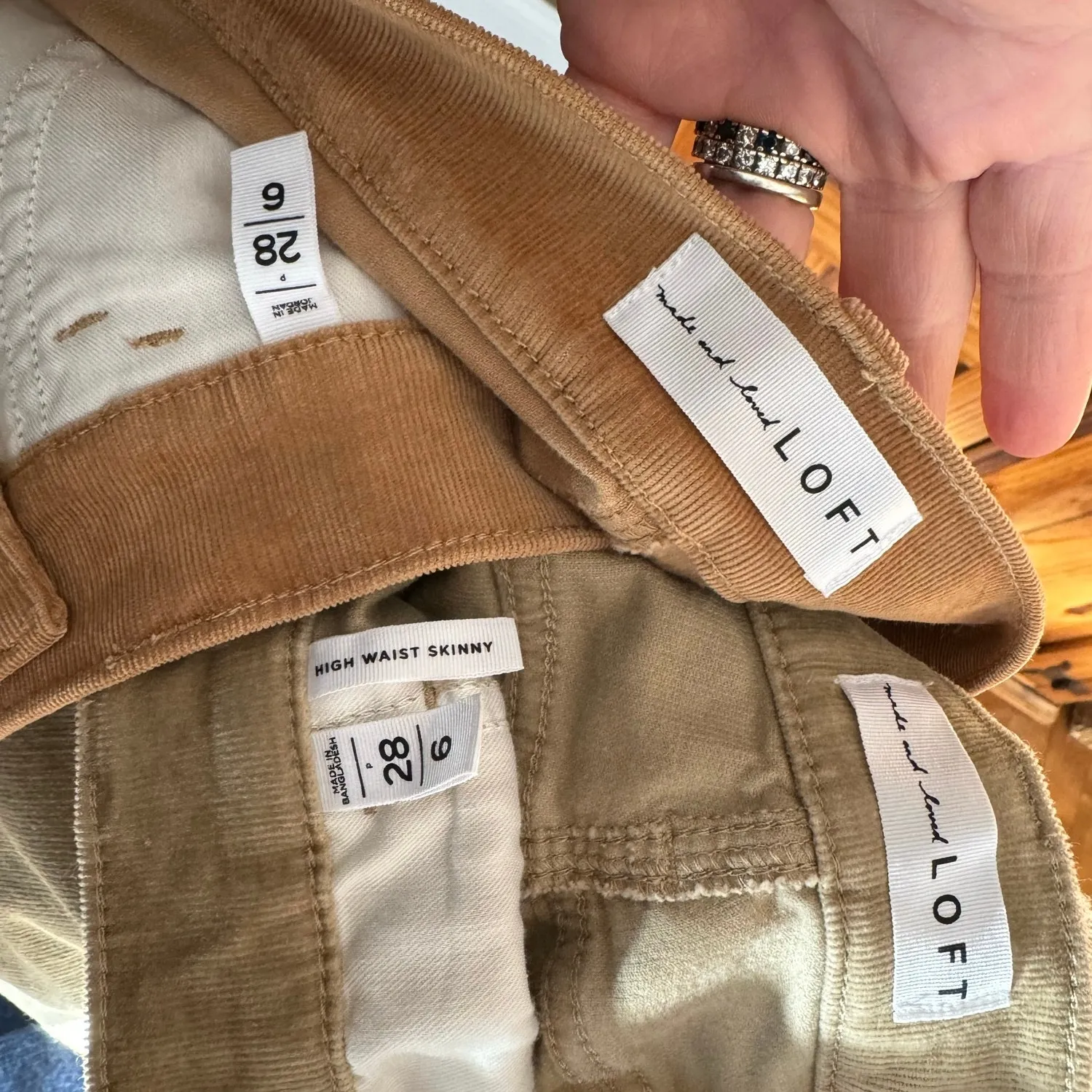 Loft high rise skinny corduroy pants bundle of 2 pairs tan & camel size 6 - Image 3