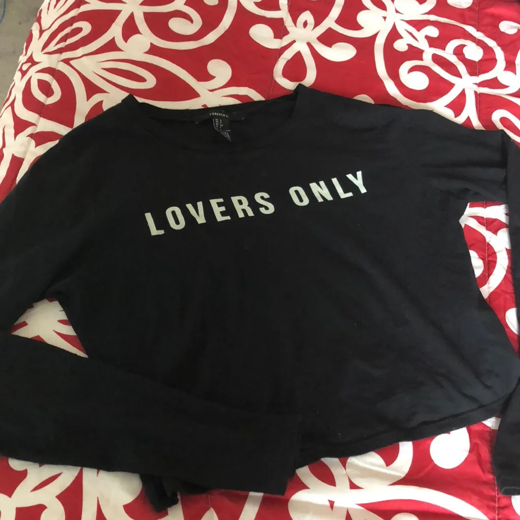 FOREVER21 “LOVERS ONLY” black long sleeve shirt - Image 2