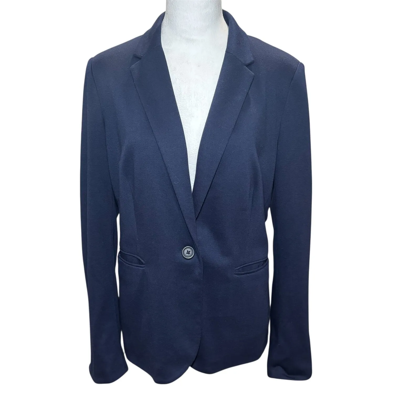 Joules Great Britain Navy Blue Blazer 12 Polka Dot Lined One Button Cotton Poly‎ - Image 2