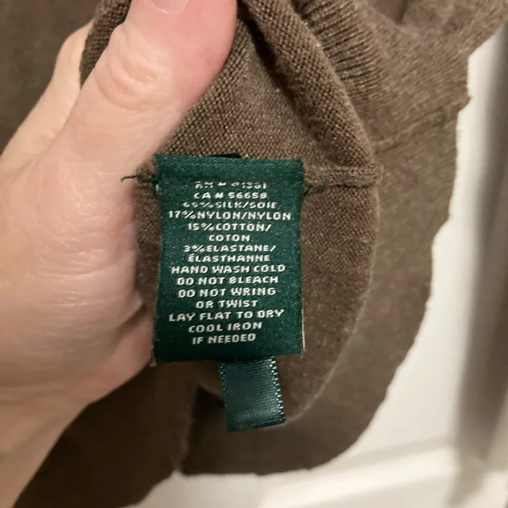 Lauren Ralph Lauren Brown Silk Blend Turtleneck Long Sleeve Sweater Size L - Image 3