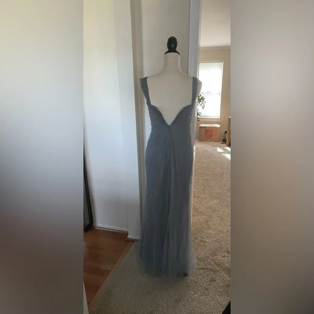 Jenny Yoo Pleated Bust Mesh Overlay Maxi Gown Bridesmaid Prom  Formal Size 2 - Image 4