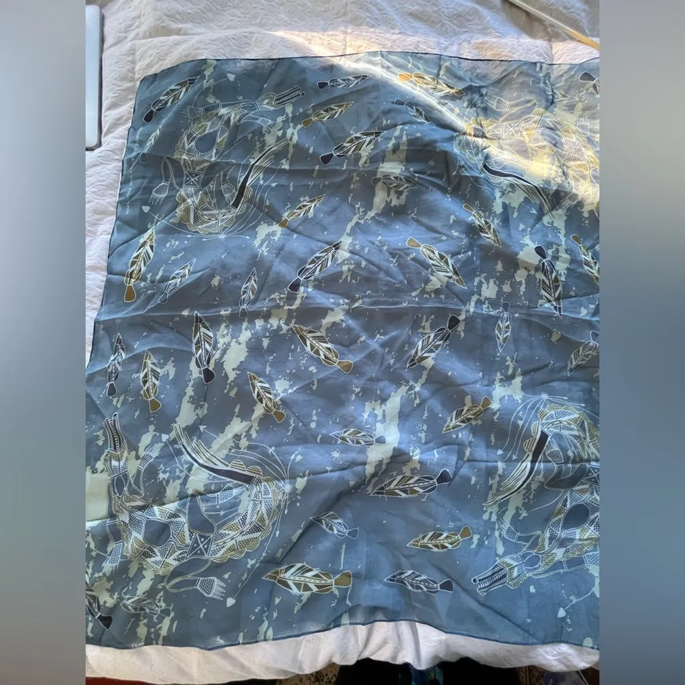 Semi shear “saltwater crocodile” scarf Blue - Image 7