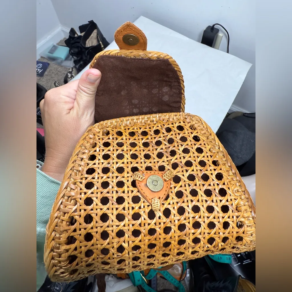 LUSANA Rattan Crossbody Bag Tan - Image 3