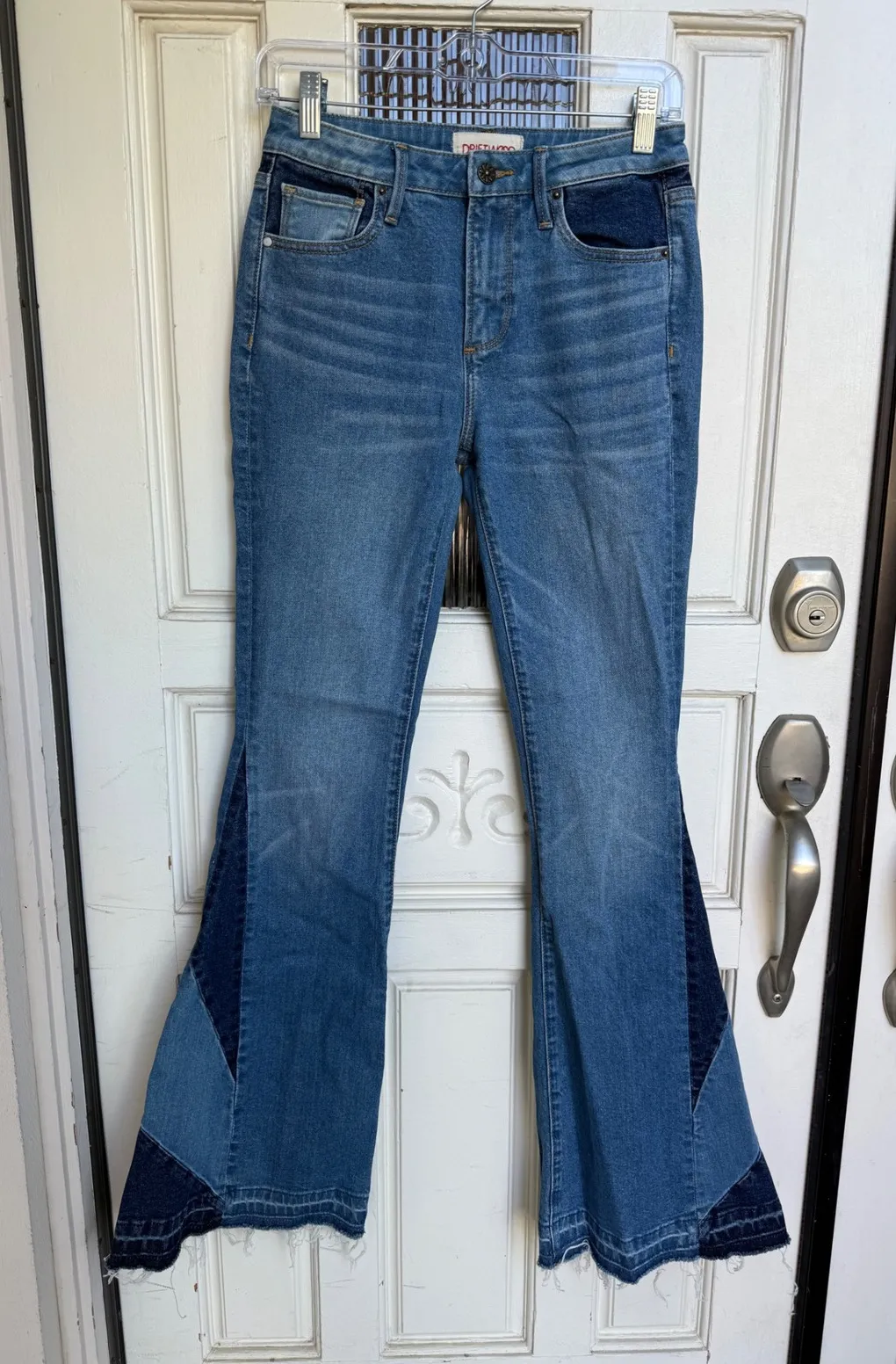 Driftwood Farrah High Rise Flare Jeans Womens Patchwork Denim Size 25 - Image 1