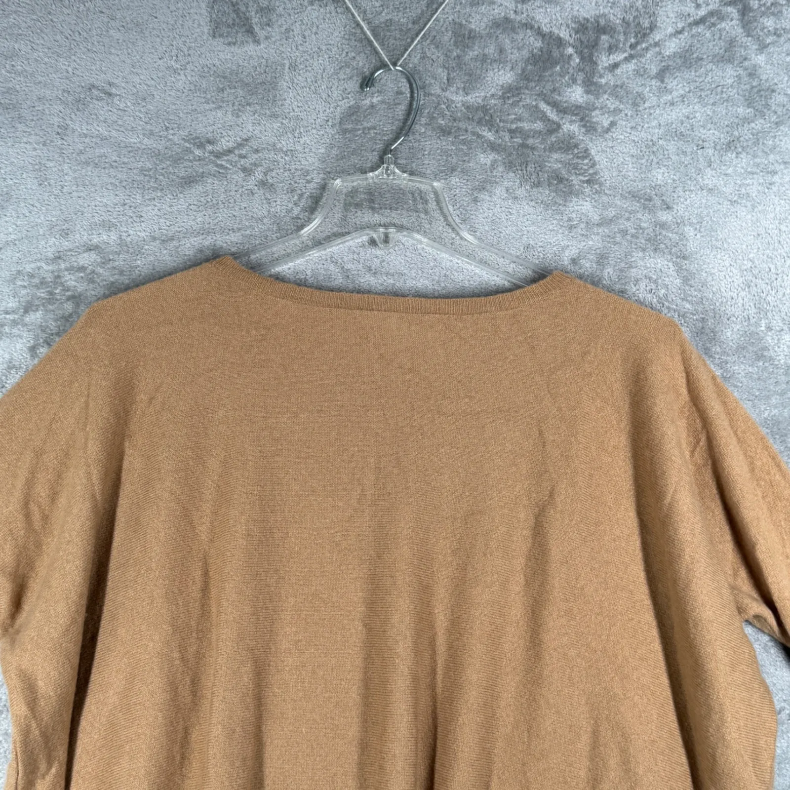 Garnet Hill Sweater Womens 100% Cashmere 3/4 Sleeve Boat Neck‎ Boxy Tan Size S - Image 4
