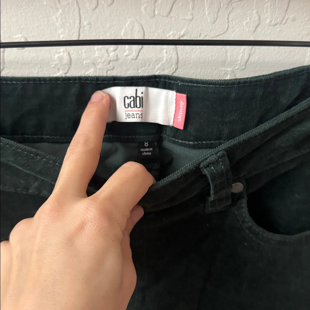 Cabi #3743 Skinny Cord Corduroy Forest Green Size 8 - Image 4