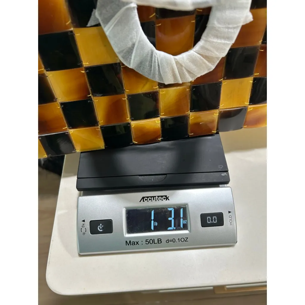 NEW Large Retro 70's Acrylic Checkerboard Clutch Purse 13” Brown - Image 7