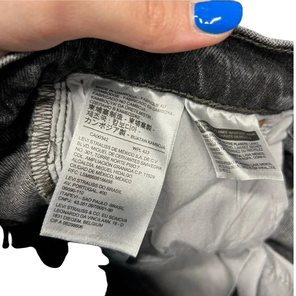 Levi's‎ Ribcage Straight Ankle Jeans Charcoal Gray Black Wash Size 24 - Image 11