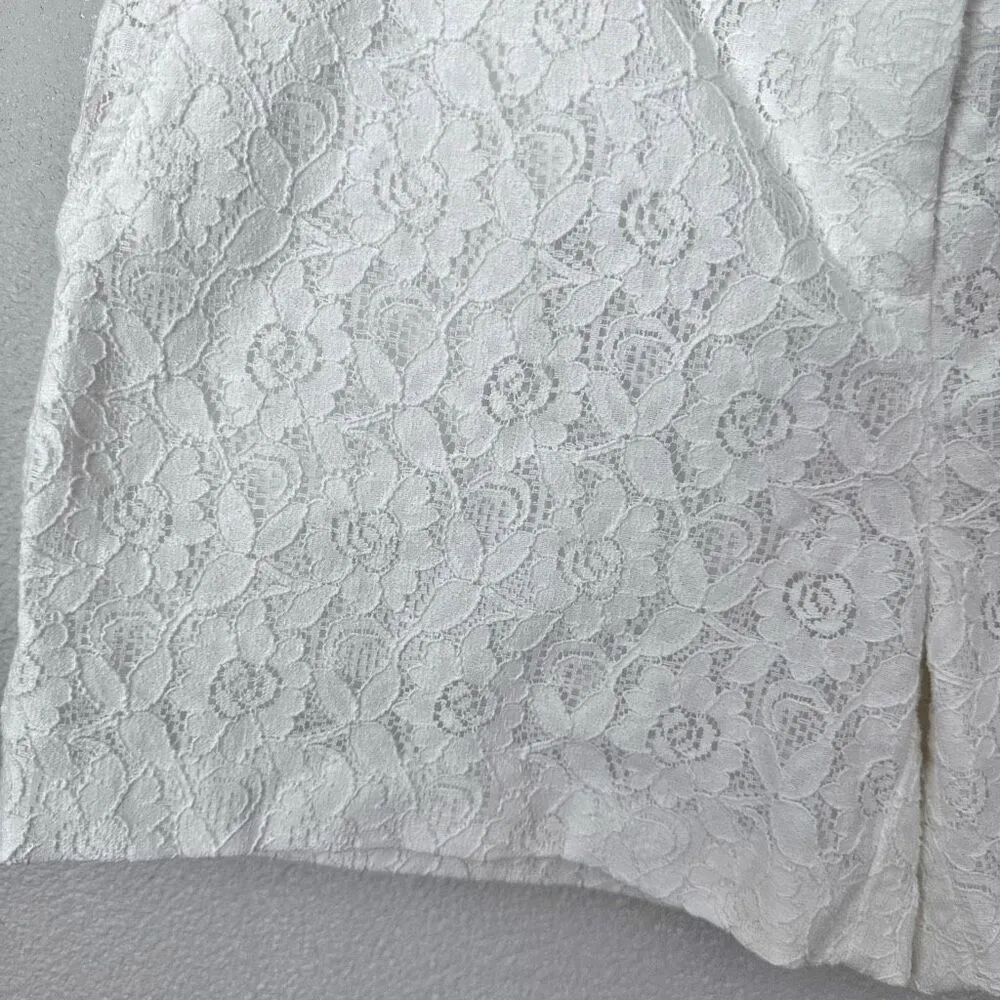 LILA ROSE | White Lace Tailored Shorts 4.5" Inseam Dressy Preppy| Size 8 White - Image 3