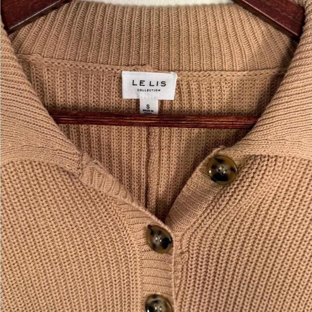 Le Lis Camel Knit Romper with Buttons - Image 4