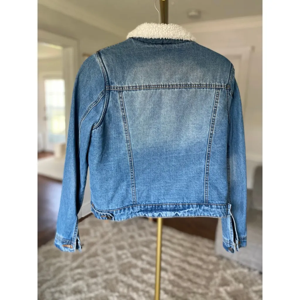 Joujou Sherpa Lined Denim Jacket Blue Jean Vintage Streetwear Winter Autumn Boho Size M - Image 3