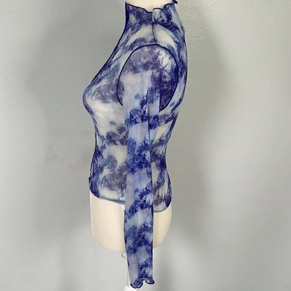 Forever 21 sheer butterfly shirt.  Size Small. - Image 2