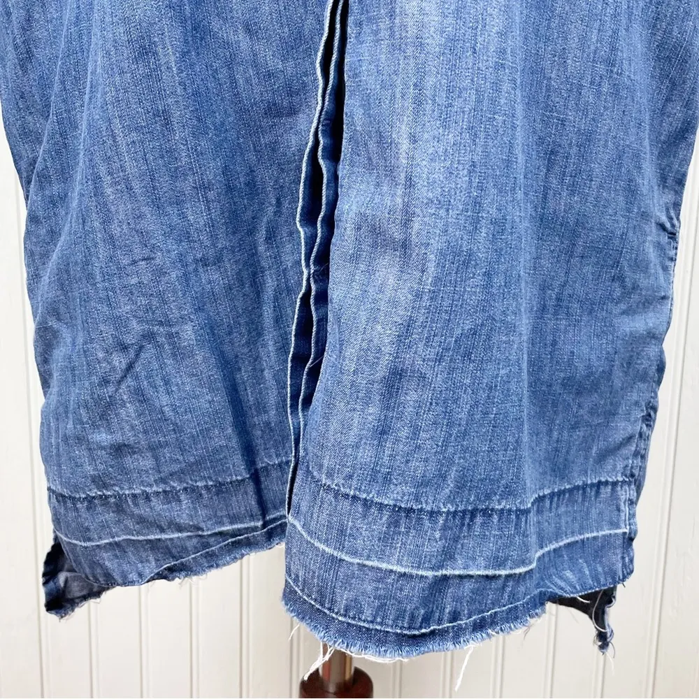 Madewell Blue Denim Drop Hem Mini Shirt Dress in Abbot Wash G5302 Size XXS - Image 9