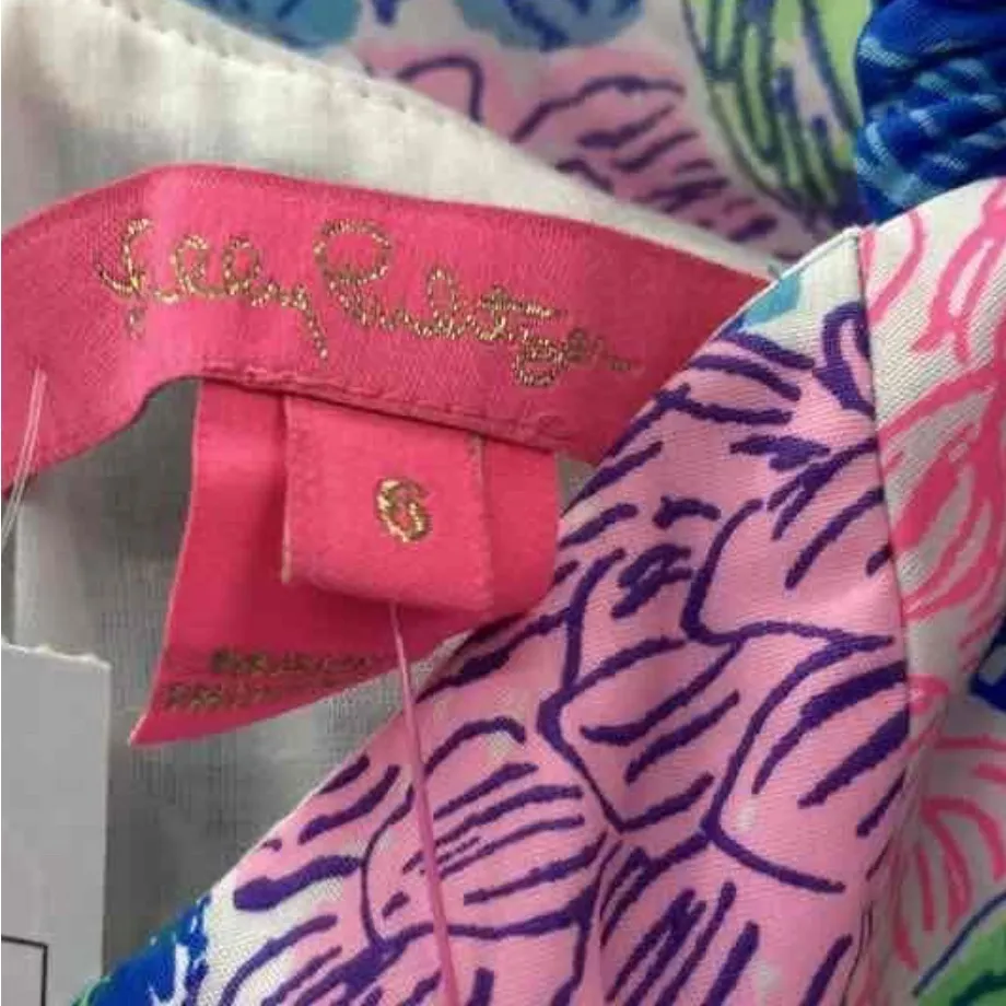 NWT Lilly Pulitzer Kay Baby Doll Top Multi Beach House Bloom Neon Colors Sz 6 - Image 2