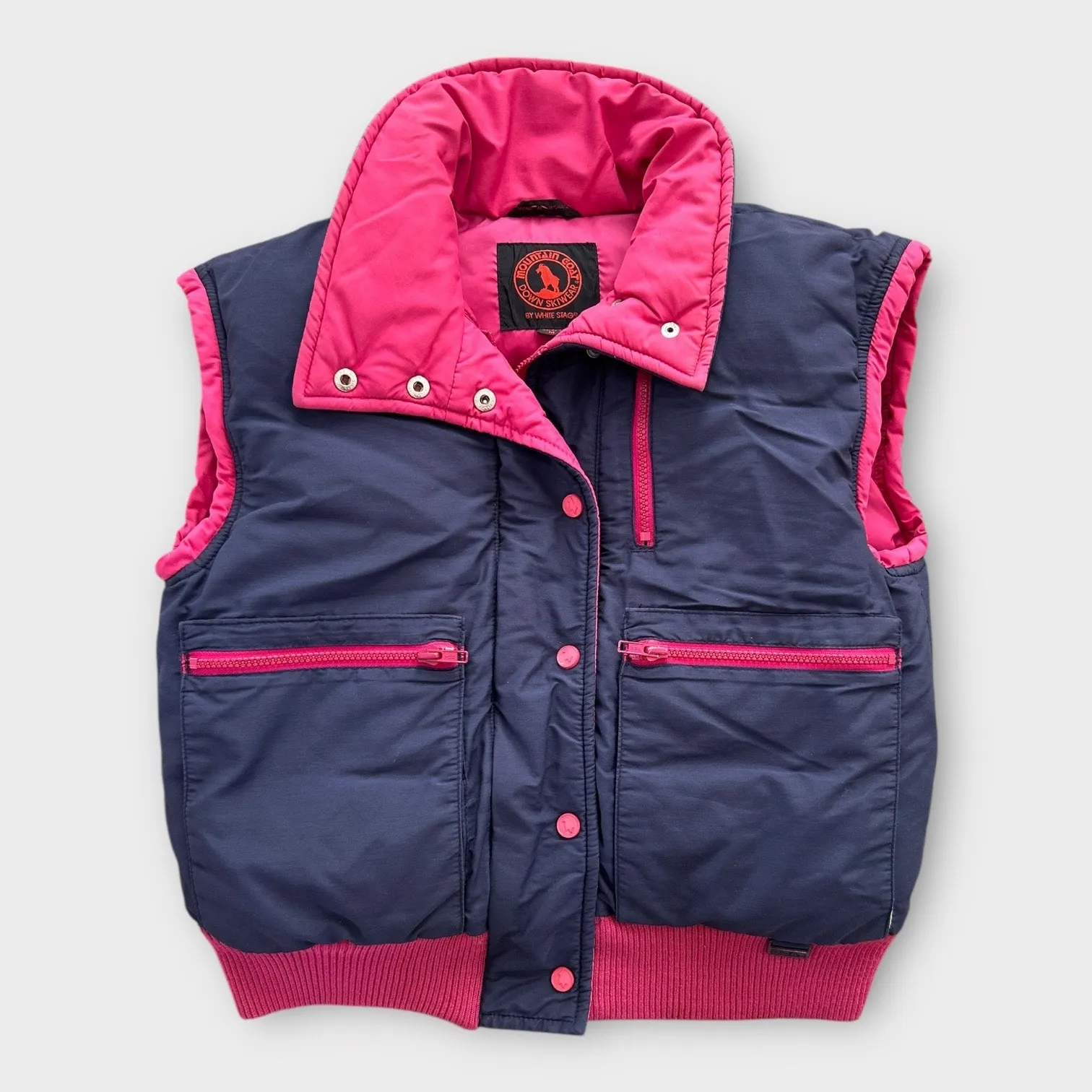 Vintage Mountain Goat by White Stag Down Ski Vest Pink & Navy Women’s Medium - Image 13