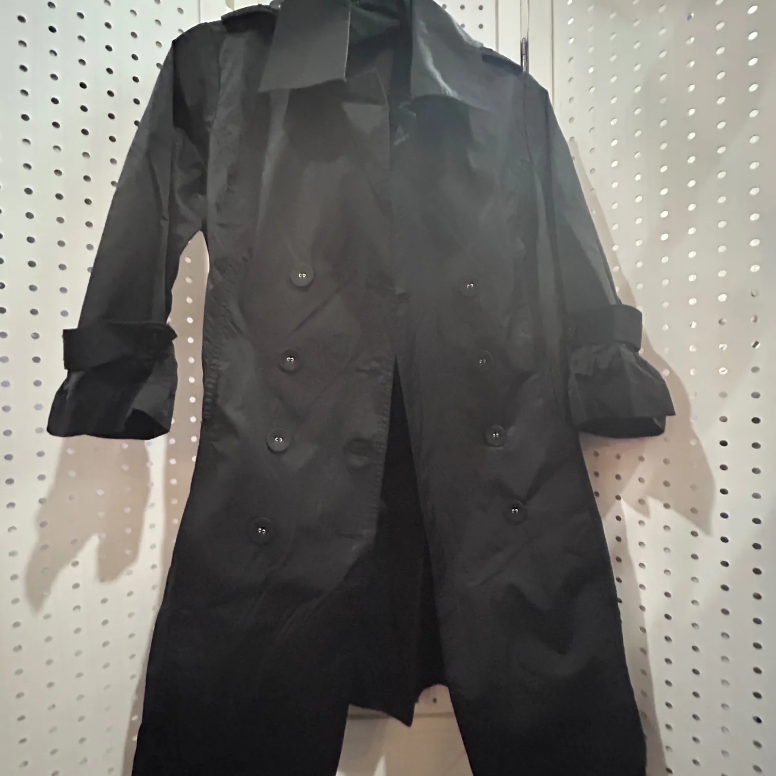 Apostrophe Black Double Breasted Trench Coat M M Lightweight Classic - Image 3