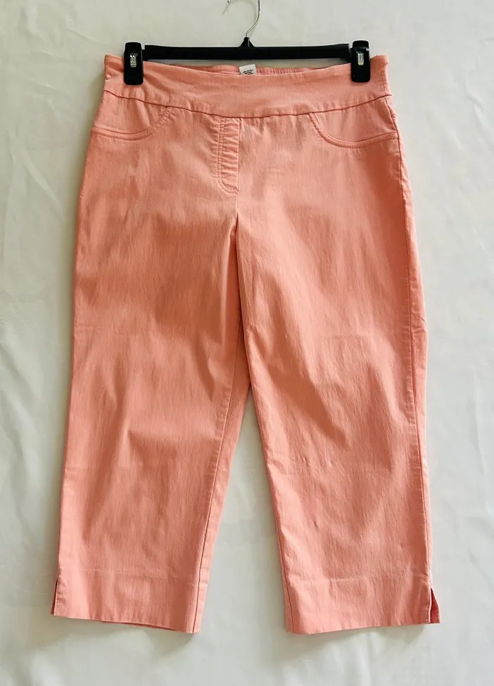 NWT Sz. 14 Large Ruby Road Salmon Coral Pink Capri Pants Rayon Summer Spring - Image 1