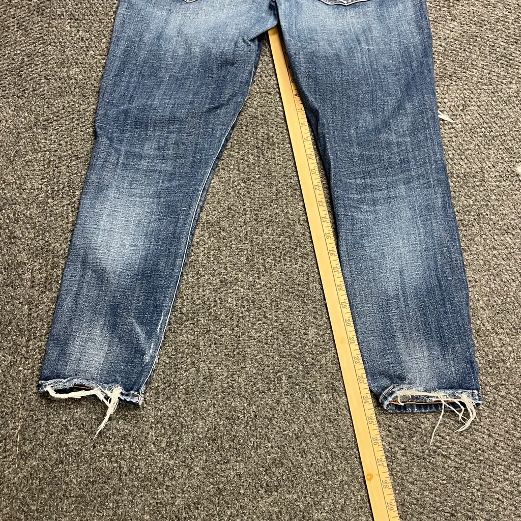 Agolde Sophie Distressed Ripped Blue Jeans Ankle Cropped Denim Holes Worn 32 - Image 7