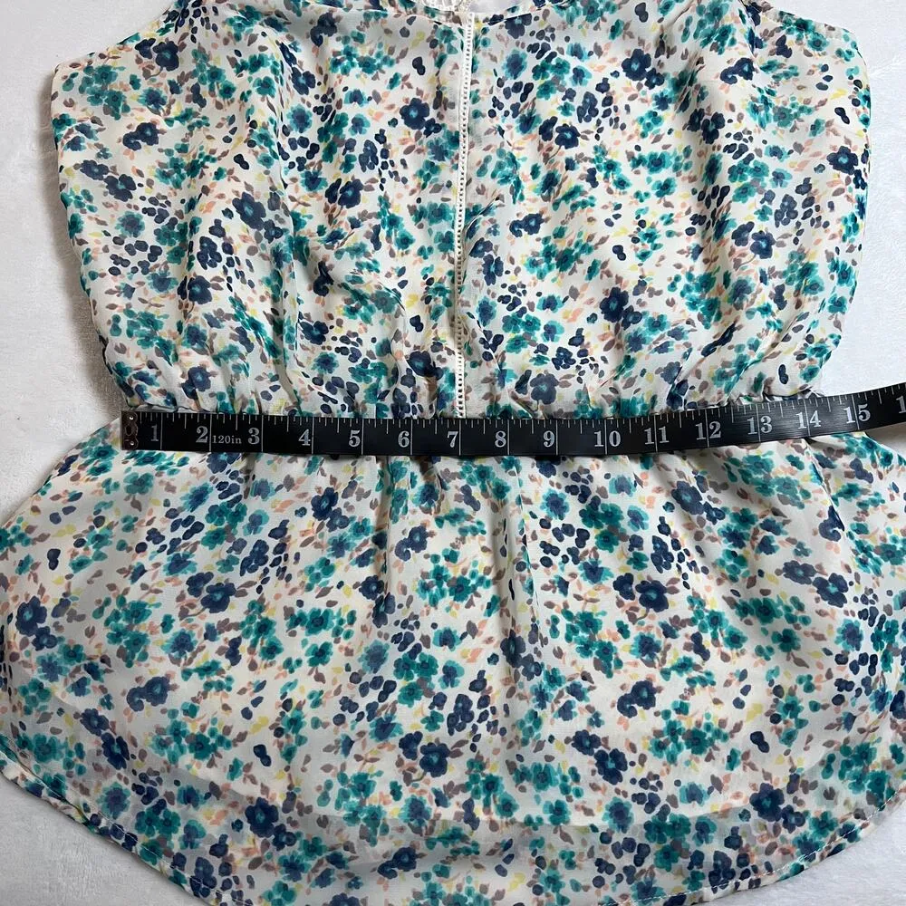 LC Lauren Conrad Sleeveless Floral Print Blouse Size Large Boho Cottagecore - Image 11