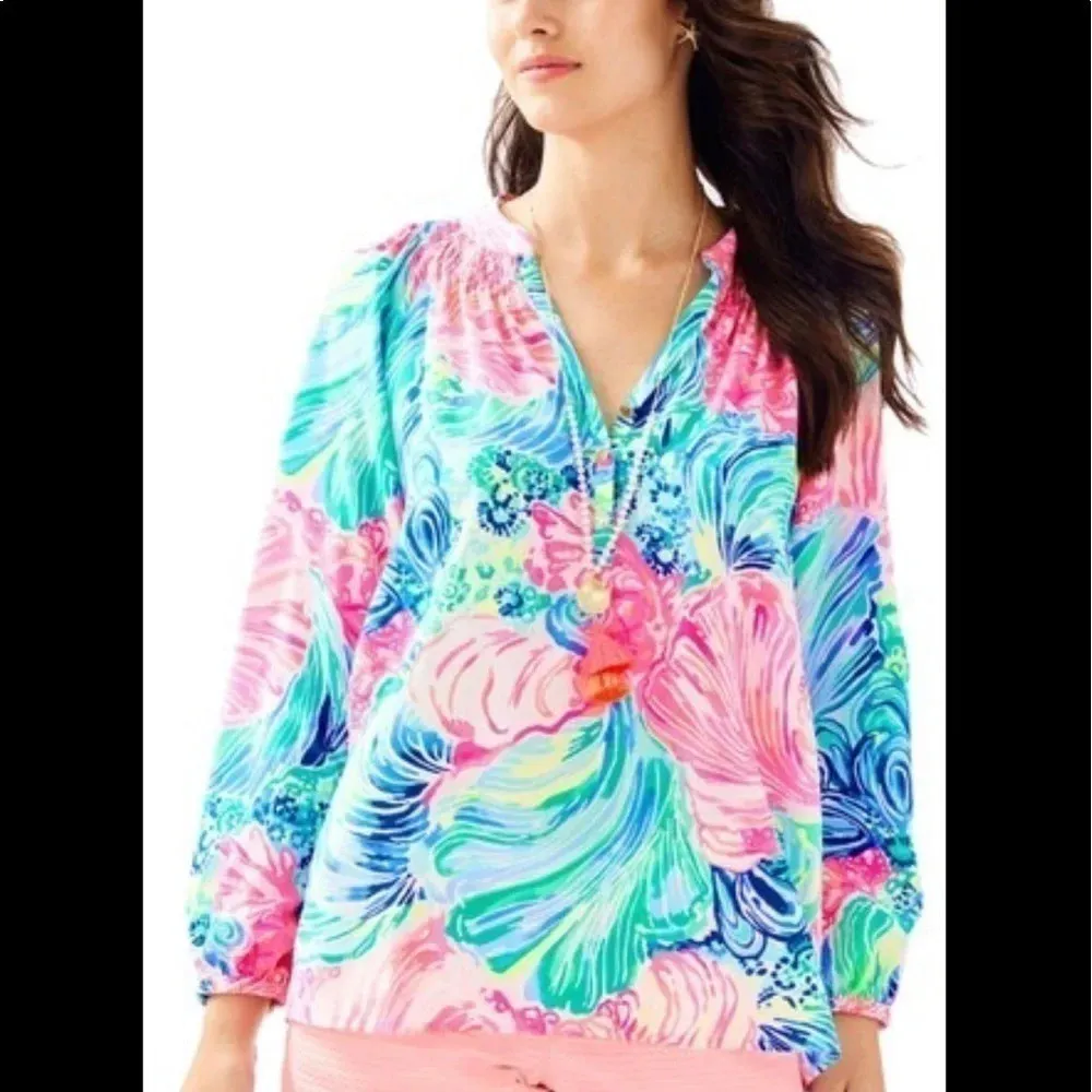 •Lilly Pulitzer• Beach Please Elsa Silk Blouse NWT - Image 2