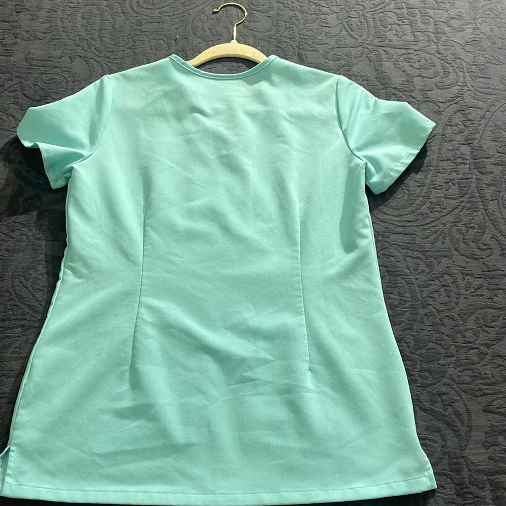 Figs Teal Technical Collection Scrub Top - Image 5