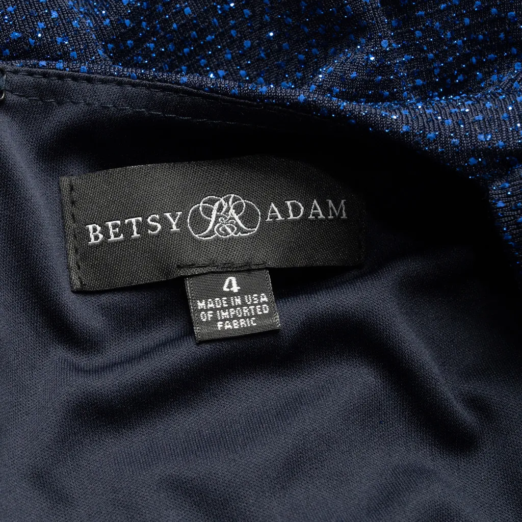 Betsy & Adam - Long Sleeve Glitter Cowl Neck Dress Midi Dress - Image 3