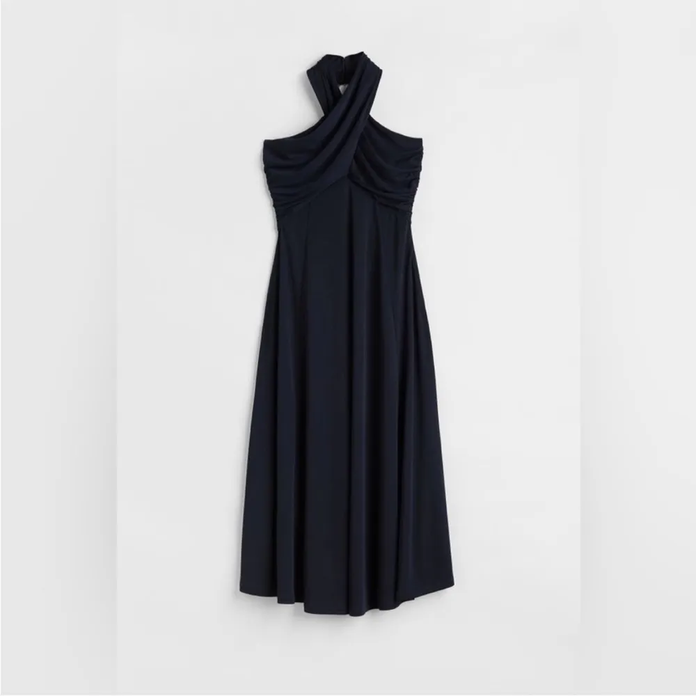 H&M Halterneck Midi Dress in Black Jersey Size Small - Image 2